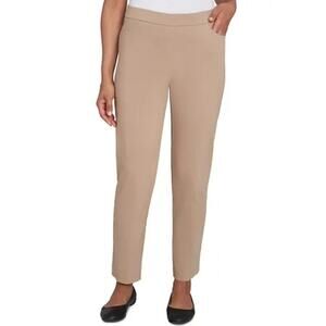 Alfred Dunner Tummy-Control Pull-On Straight-Leg Pants Tan NWT 12P Petite
